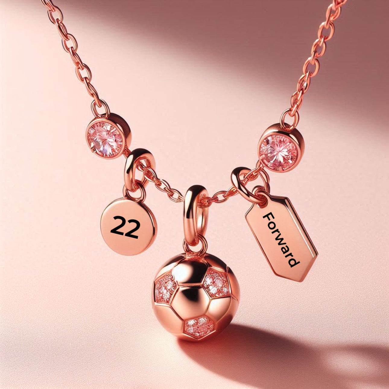 Rose Gold Soccer Charm Necklace