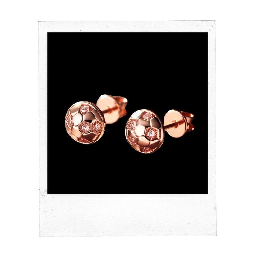 Rose Gold Soccer Stud Earrings